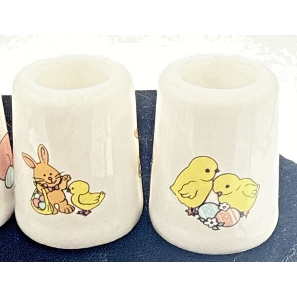 Vintage Lefton Easter Bunny & Chicks Thimble Style Candle Holders Set of 4 - Picture 16 of 16